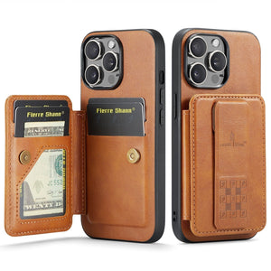 For iPhone 15 14 13 12 11 Pro Max Wallet Case with Card Holder, Study Kickstand & RFID Blocking, Durable Leather Phone Cover