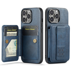 For iPhone 15 14 13 12 11 Pro Max Wallet Case with Card Holder, Study Kickstand & RFID Blocking, Durable Leather Phone Cover