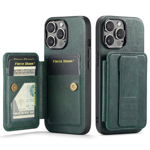 For iPhone 15 14 13 12 11 Pro Max Wallet Case with Card Holder, Study Kickstand & RFID Blocking, Durable Leather Phone Cover