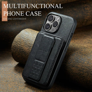 For iPhone 15 14 13 12 11 Pro Max Wallet Case with Card Holder, Study Kickstand & RFID Blocking, Durable Leather Phone Cover