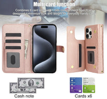 Load image into Gallery viewer, for iPhone 15 14 13 12 11 Pro Max Mini 15 Plus Case,【RFID Blocking】Wallet Case with Card Holder Leather Protective Cover