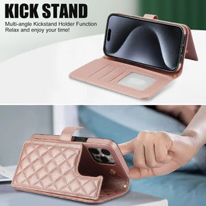 for iPhone 15 14 13 12 11 Pro Max Mini 15 Plus Case,【RFID Blocking】Wallet Case with Card Holder Leather Protective Cover