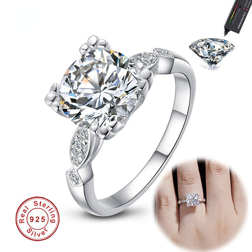 Fashion 925 Sterling Silver Ring 3ct Round Moissanite Engagement Diamond Rings High Jewellery Wedding Rings for Couples