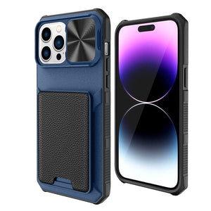 for Apple iPhone 14 Pro Max 14 Wallet Case with Card Holder &amp; Slide Camera Cover Full-Body Rugged Shockproof Protective Cover