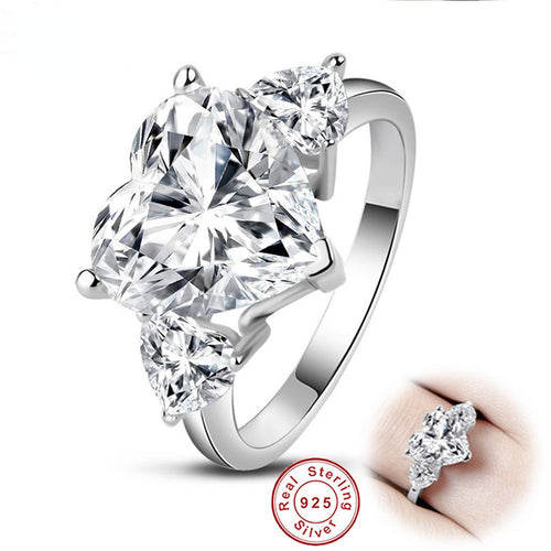 Fashion 100% 925 Sterling Silver Big Rings Created Moissanite Wedding Heart-shaped Diamonds Ring Luxury Jewelry Wholesale