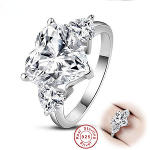 Fashion 100% 925 Sterling Silver Big Rings Created Moissanite Wedding Heart-shaped Diamonds Ring Luxury Jewelry Wholesale