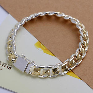 925 Sterling Silver Exquisite 10mm Chain Men Women Chain Noble Wedding Bracelet Fashion Charm Wedding Birthday Gift