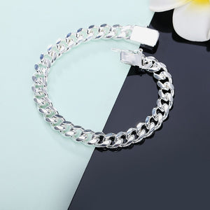 925 Sterling Silver Exquisite 10mm Chain Men Women Chain Noble Wedding Bracelet Fashion Charm Wedding Birthday Gift