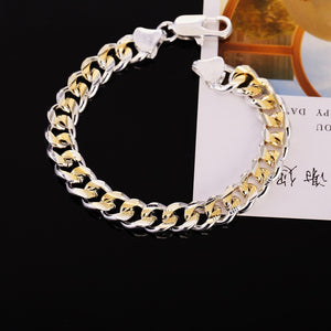 925 Sterling Silver Exquisite 10mm Chain Men Women Chain Noble Wedding Bracelet Fashion Charm Wedding Birthday Gift