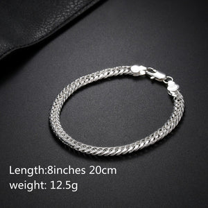 925 Sterling Silver Exquisite 10mm Chain Men Women Chain Noble Wedding Bracelet Fashion Charm Wedding Birthday Gift