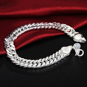 925 Sterling Silver Exquisite 10mm Chain Men Women Chain Noble Wedding Bracelet Fashion Charm Wedding Birthday Gift