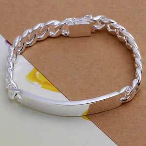 Charm 925 Stamped Silver Design Noble Pretty 10MM Mens Chain Jewelry Fashion Geometric Bracelet