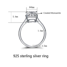 Load image into Gallery viewer, Classic 100% 925 Sterling Silver Square Created Moissanite Women&#39;s Diamond Rings Engagement Wedding Luxury Jewelry Wholesale