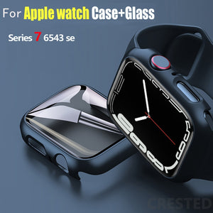 Glass+Cover For Apple Watch case iWatch 8 3 6 SE Screen Protector Apple watch series 7 Accessories