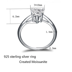 Luxury 2 Carat Moissanite 100% 925 Sterling Silver Women's Engagement Wedding Diamond Ring High Jewelry Wholesale