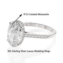 Load image into Gallery viewer, New 100% 925 Sterling Silver 9CT Oval Created Moissanite Gemstone Engagement Rings Fine Jewelry Diamond Rings for Women