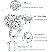 Load image into Gallery viewer, New S925 Sterling Silver Engagement Rings 8ct Egg Shape Moissanite Diamond Couple Wedding Ring Luxury Jewelry Big Silver Rings