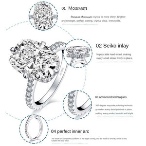 New S925 Sterling Silver Engagement Rings 8ct Egg Shape Moissanite Diamond Couple Wedding Ring Luxury Jewelry Big Silver Rings