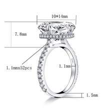 Load image into Gallery viewer, New S925 Sterling Silver Engagement Rings 8ct Egg Shape Moissanite Diamond Couple Wedding Ring Luxury Jewelry Big Silver Rings