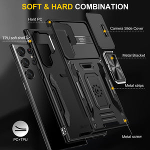 for Samsung Galaxy S23 Ultra S23+ Case with Magnetic Ring Kickstand and Camera Cover Military Grade Shockproof Protective Case