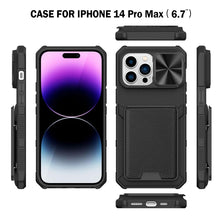 Load image into Gallery viewer, for Apple iPhone 14 Pro Max 14 Wallet Case with Card Holder &amp; Slide Camera Cover Full-Body Rugged Shockproof Protective Cover