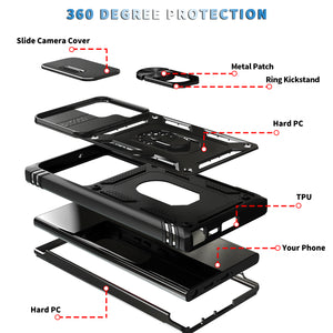 3in1 For Samsung Galaxy S23 Ultra S23+ Plus Case Heavy Duty with Camera 360 Degree Rotate Kickstand Sturdy Cover for Galaxy S23