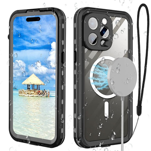 Waterproof for iPhone 14 Pro Max Case 14 Plus Compatible Magsafe  Case Magnetic Magnet Full Protection Phone Case with Lanyard