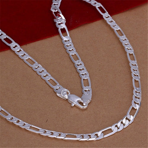 High Quality Mens 6MM Flat Chain 925 Sterling Silver Necklace Fashion Jewelry Women Men Solid Chain Wedding Gift